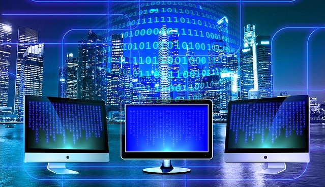 3 computer monitors being fed data from a CDN
