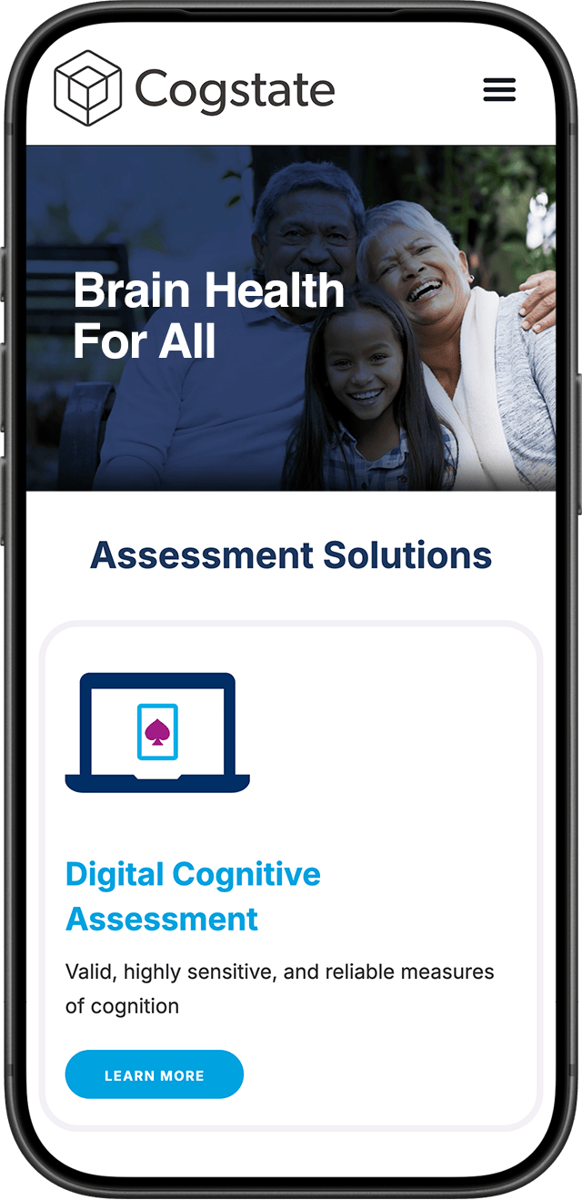 Cogstate website on a mobile phone