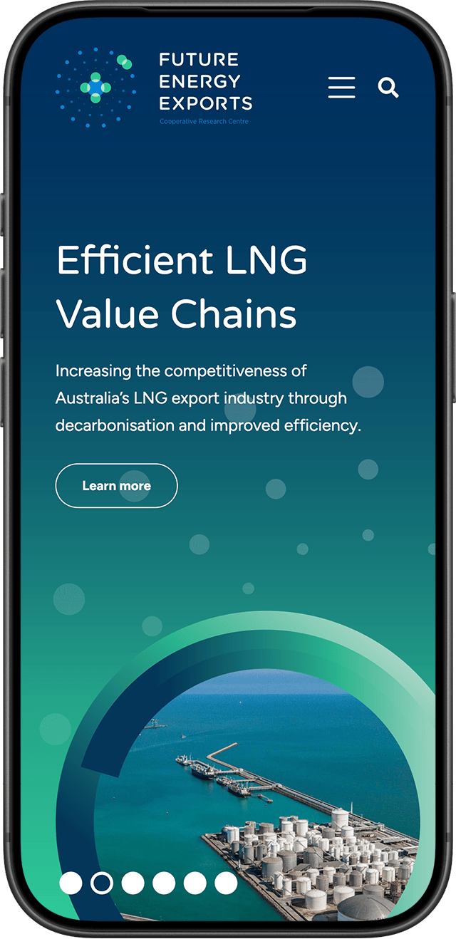 Future Energy Exports website on a mobile phone