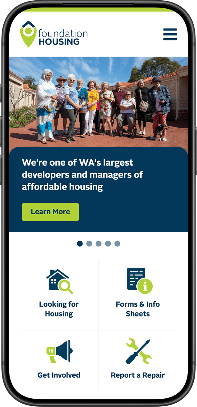 Foundation Housing website on a mobile phone