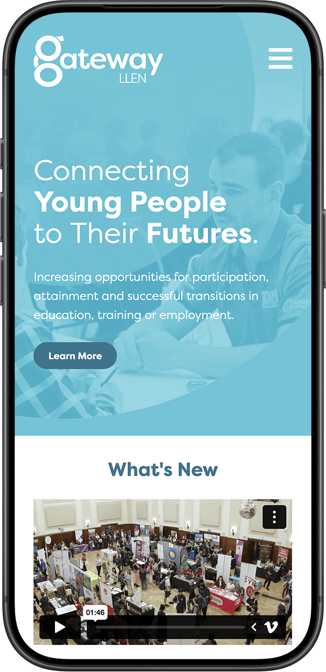 Gateway LLEN website on a mobile phone