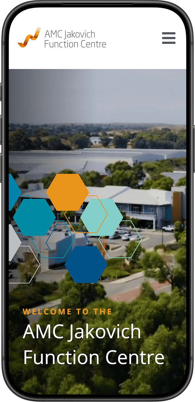 AMC Jakovich Function Centre website on a mobile phone