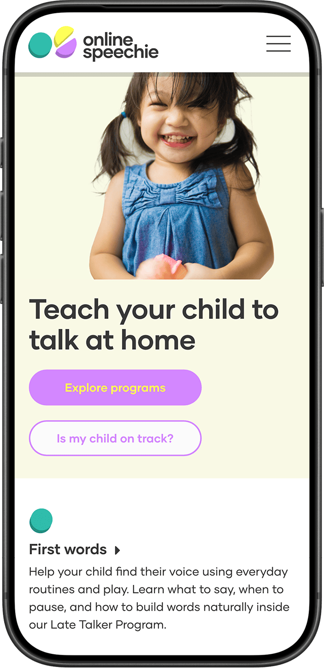 Online Speechie website on a mobile phone