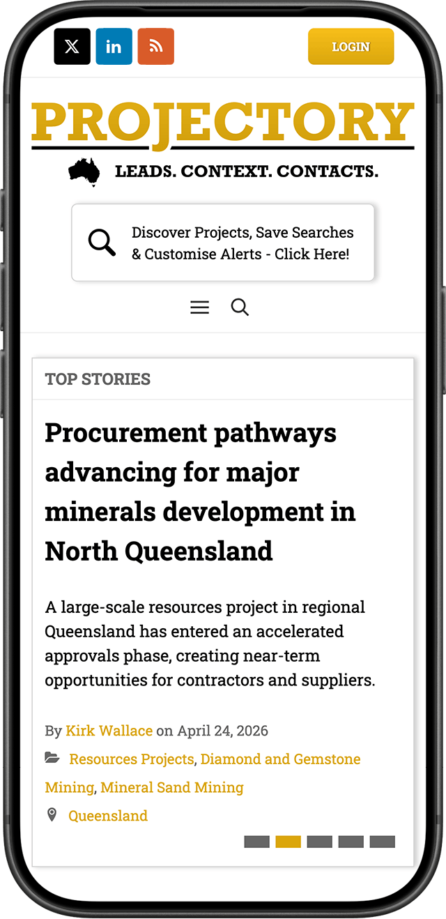 Projectory website on a mobile phone