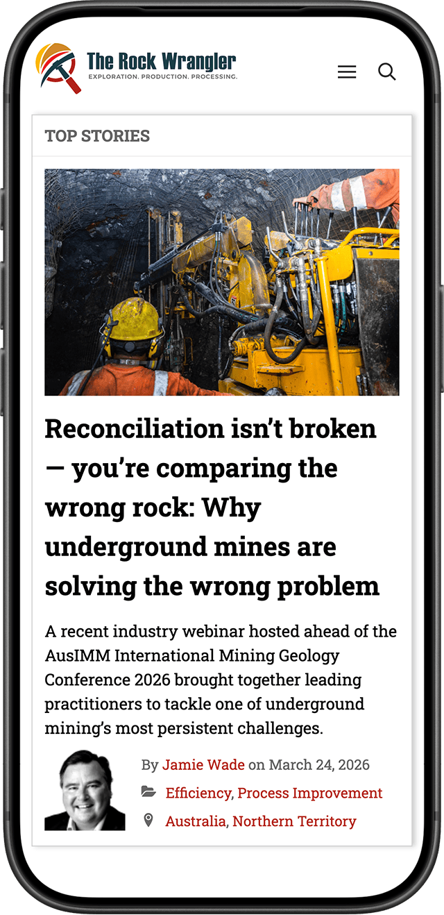 The Rock Wrangler website on a mobile phone