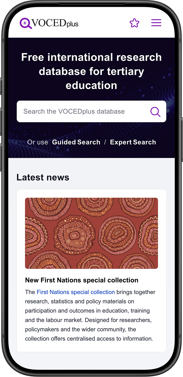 VOCEDplus website on a mobile phone