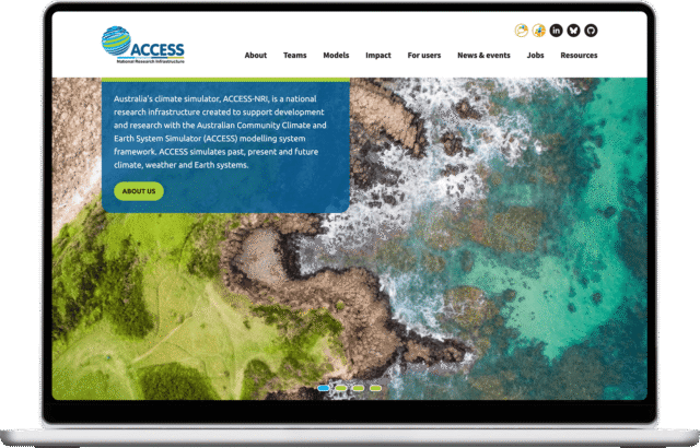 ACCESS-NRI website shown on a laptop