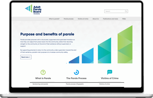Adult Parole Board Victoria website shown on a laptop