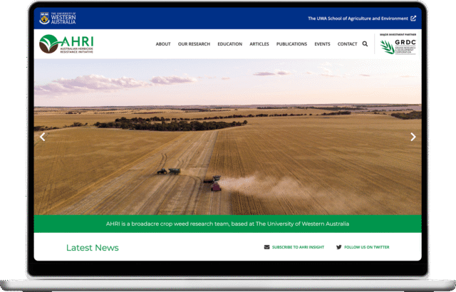 Australian Herbicide Resistance Initiative website shown on a laptop