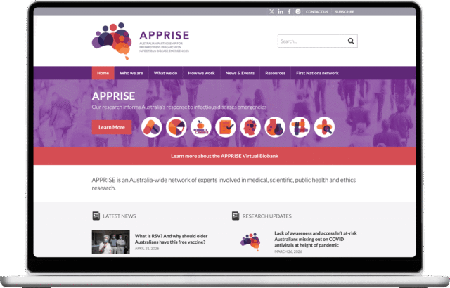 Apprise website shown on a laptop