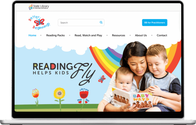 Better Beginnings website shown on a laptop