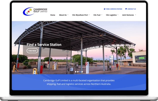 Cambridge Gulf Limited website shown on a laptop