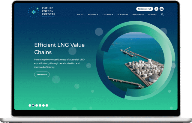 Future Energy Exports website shown on a laptop