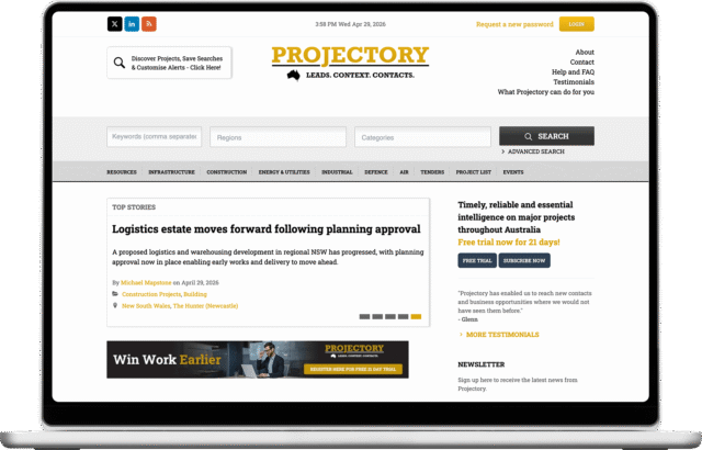 Projectory website shown on a laptop