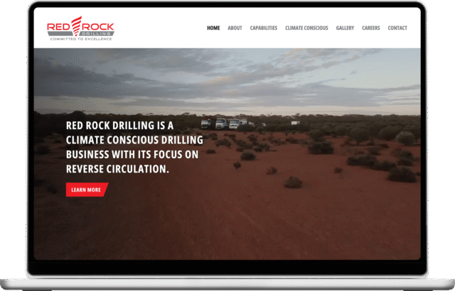 Red Rock Drilling website shown on a laptop
