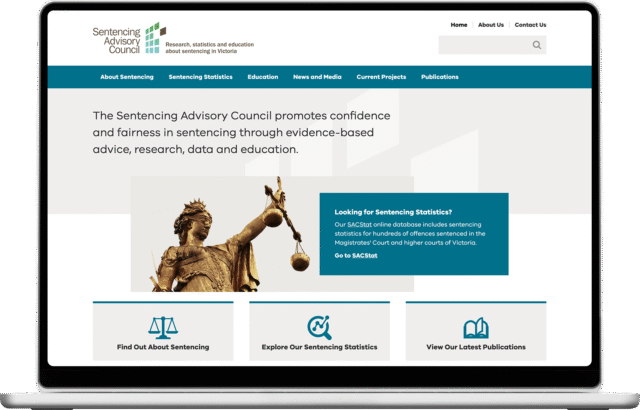 Sentencing Advisory Council website shown on a laptop