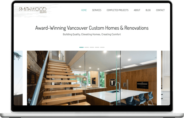 Smithwood Builders website shown on a laptop
