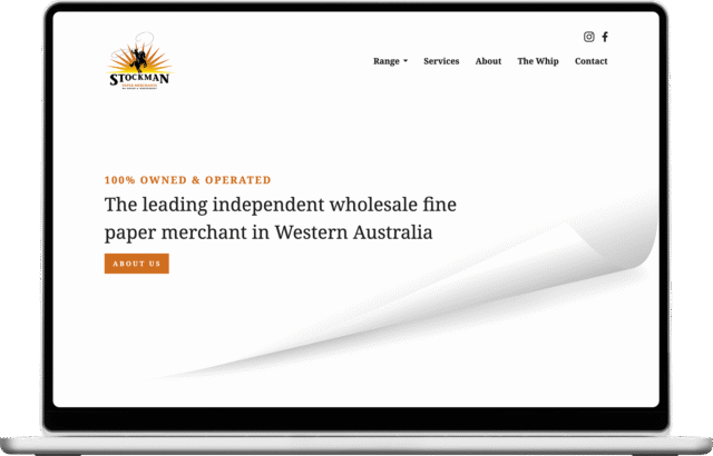 Stockman Paper Merchants website shown on a laptop
