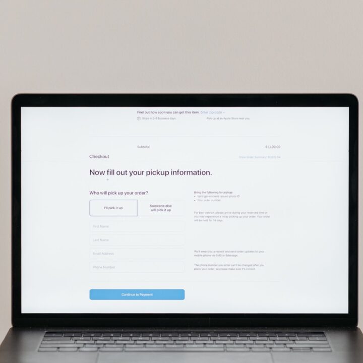 Laptop displaying an online checkout page