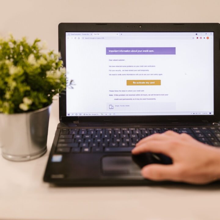 Laptop displaying an email page in a web browser