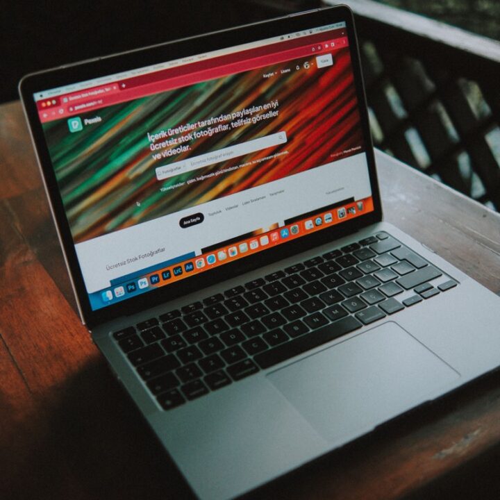 Laptop displaying a website in a browser window