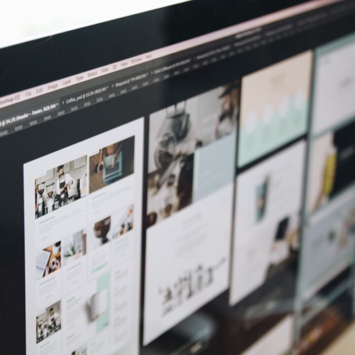 Web design layouts displayed on a computer screen