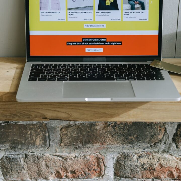 Online shop displayed on a laptop screen