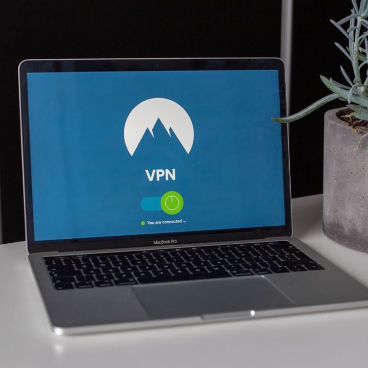 Laptop displaying a connected VPN application
