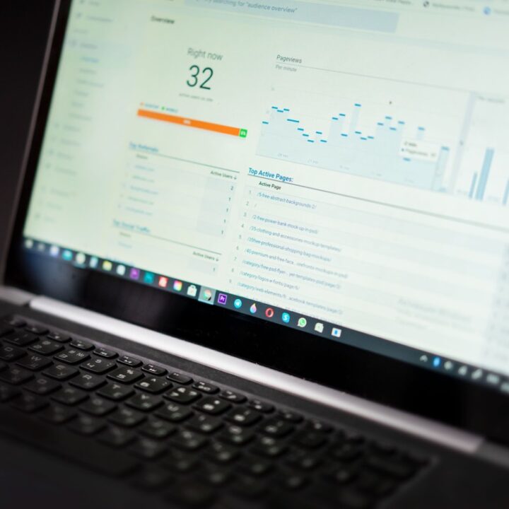 Website analytics dashboard displayed on a laptop