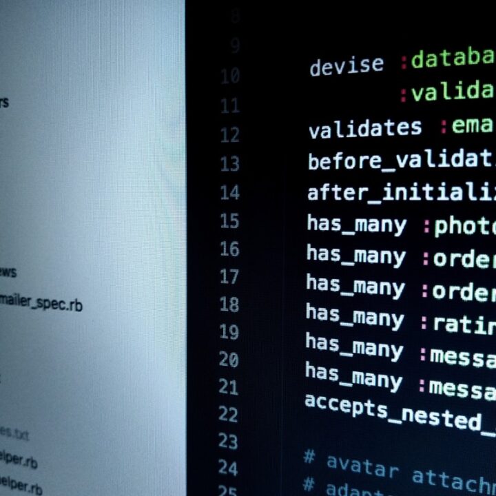Code and application files on a computer screen