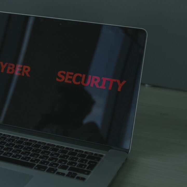 Laptop screen showing a cybersecurity message