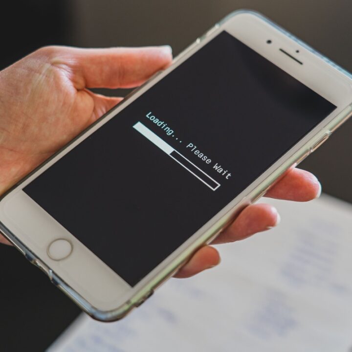 Smartphone showing a website loading progress bar