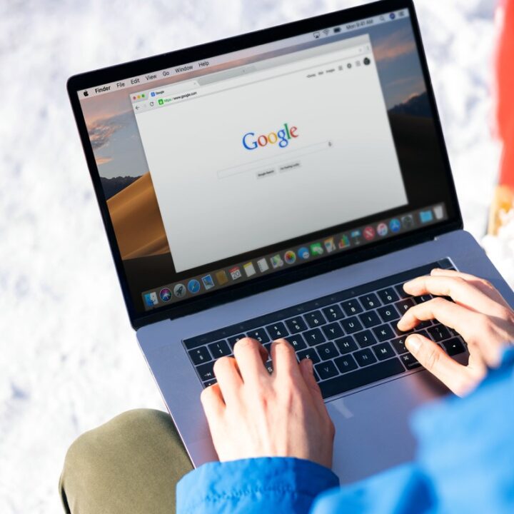 Google search page displayed on a laptop