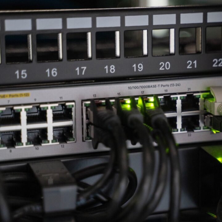 Network cables connected to a device