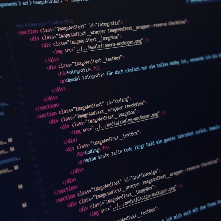 HTML code displayed on a dark computer screen