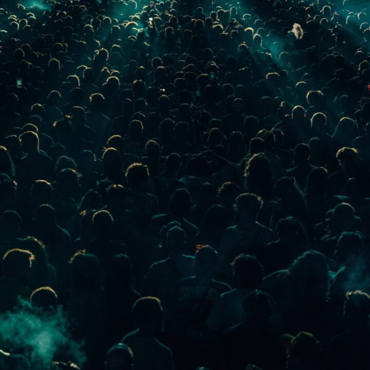 Crowd at a concert at night