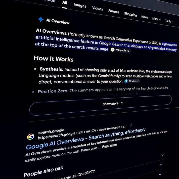 AI overview displayed on a monitor