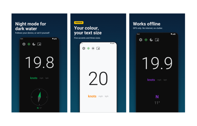 Boat Speed app screens